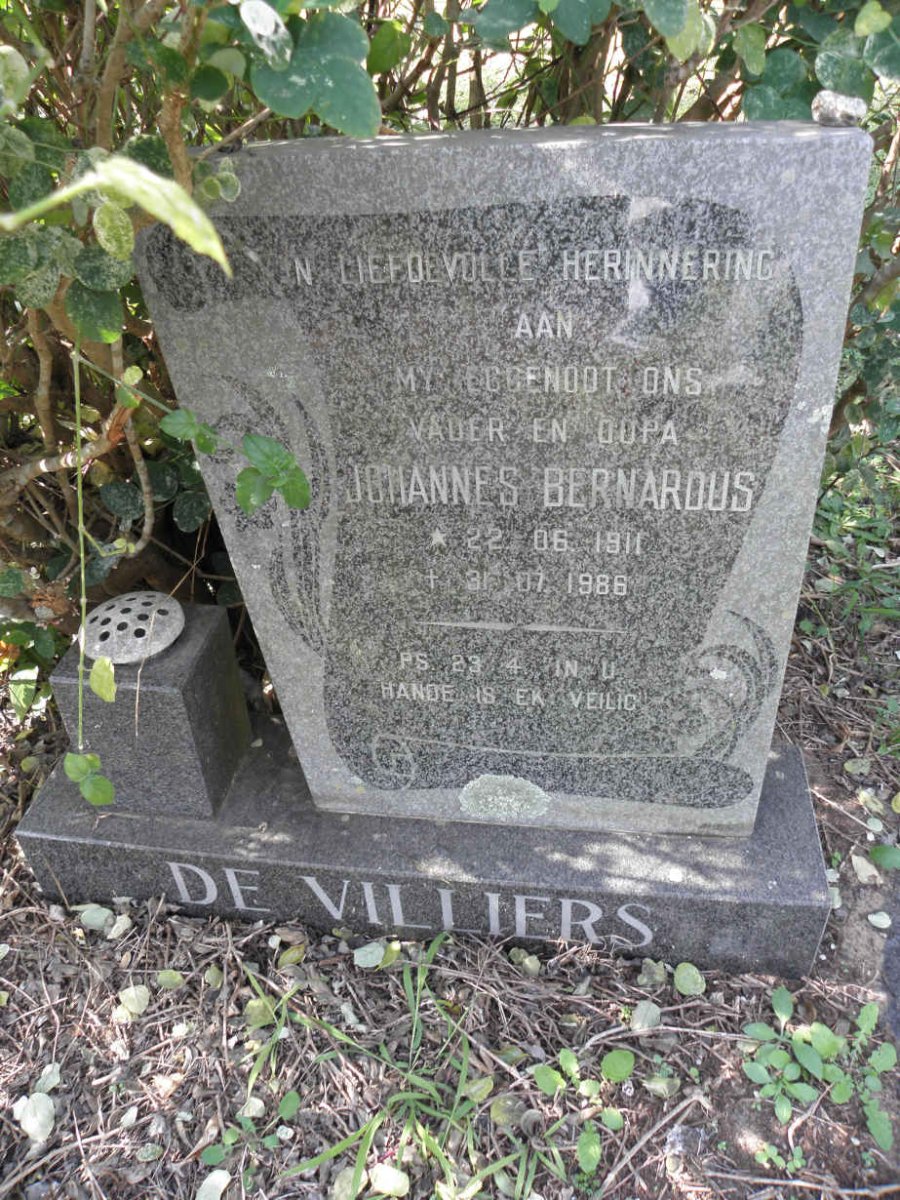 VILLIERS Johannes Bernardus, de 1911-1986