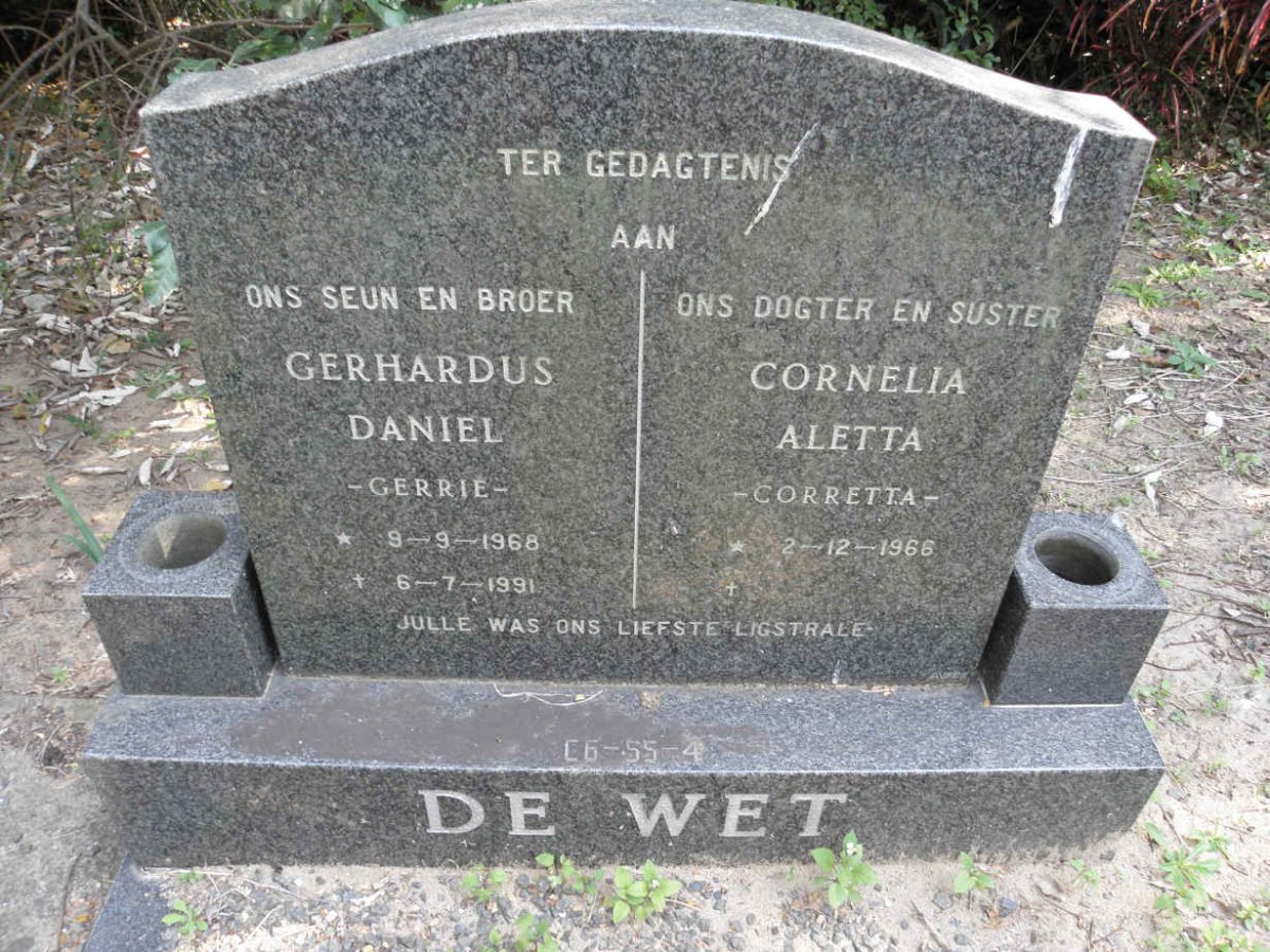 WET Gerhardus Daniel, de 1968-1991 &amp; Cornelia Aletta 1966-