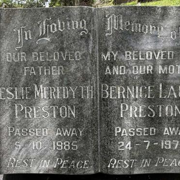 PRESTON Leslie Meredyth -1985 & Bernice Laurie -1976