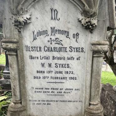 SYKES Hester Charlotte nee LELLO 1873-1903