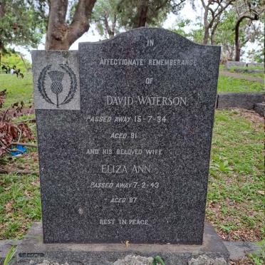 WATERSON David -1934 & Eliza Ann -1943