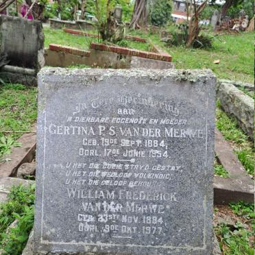 MERWE William Frederick, van der 1884-1977 & Gertina P.S. 1884-1954