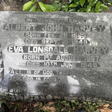 HARVEY Albert John 1863-1940 & Eva Lonsdale 1867-1949