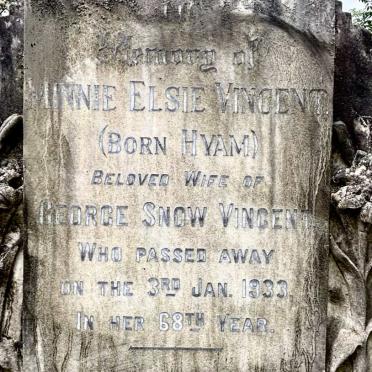 VINCENT Minnie Elsie nee HYAM -1933