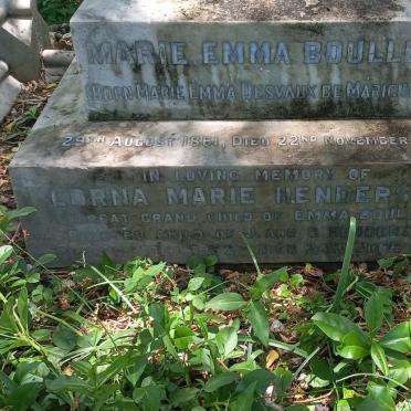 BOULLE Marie Emma nee DESVAUX DE MARIGNY 1861-1915 :: HENDERSON Lorna Marie 1952-195?