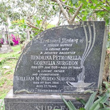 SURGEON William McMurdo -1966 & Hendrina Petronella Cornelia -1950
