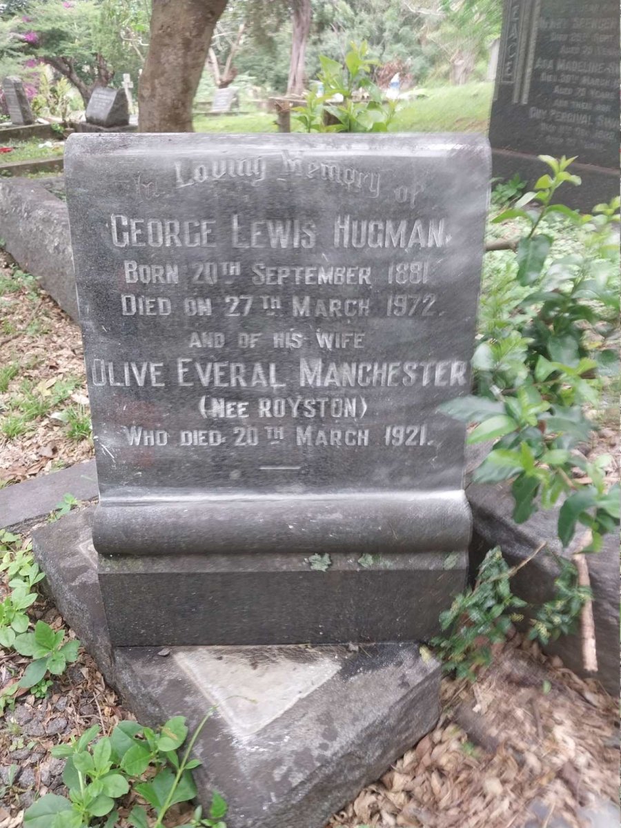 HUGMAN George Lewis 1881-1972 & Olive Everal Manchester ROYSTON -1921