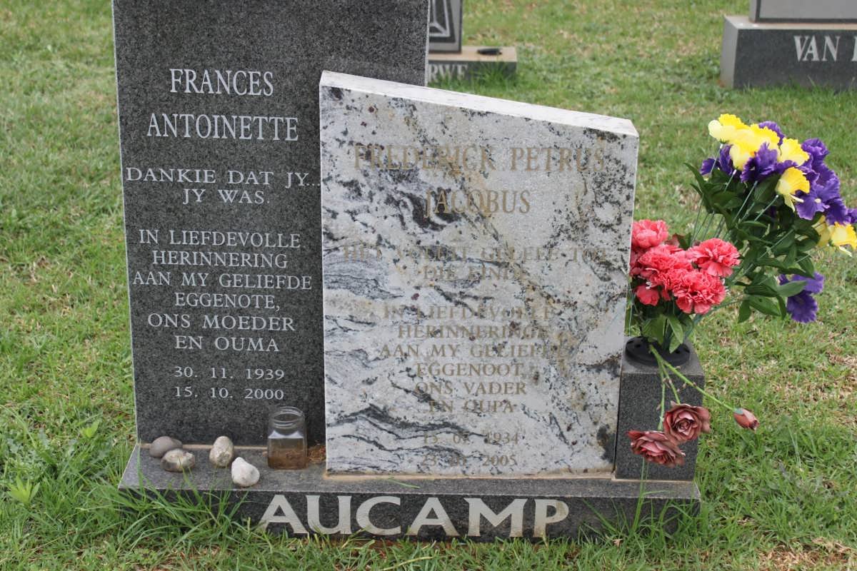 AUCAMP Frederick Petrus Jacobus 1934-2005 &amp; Frances Antoinette 1939-2000
