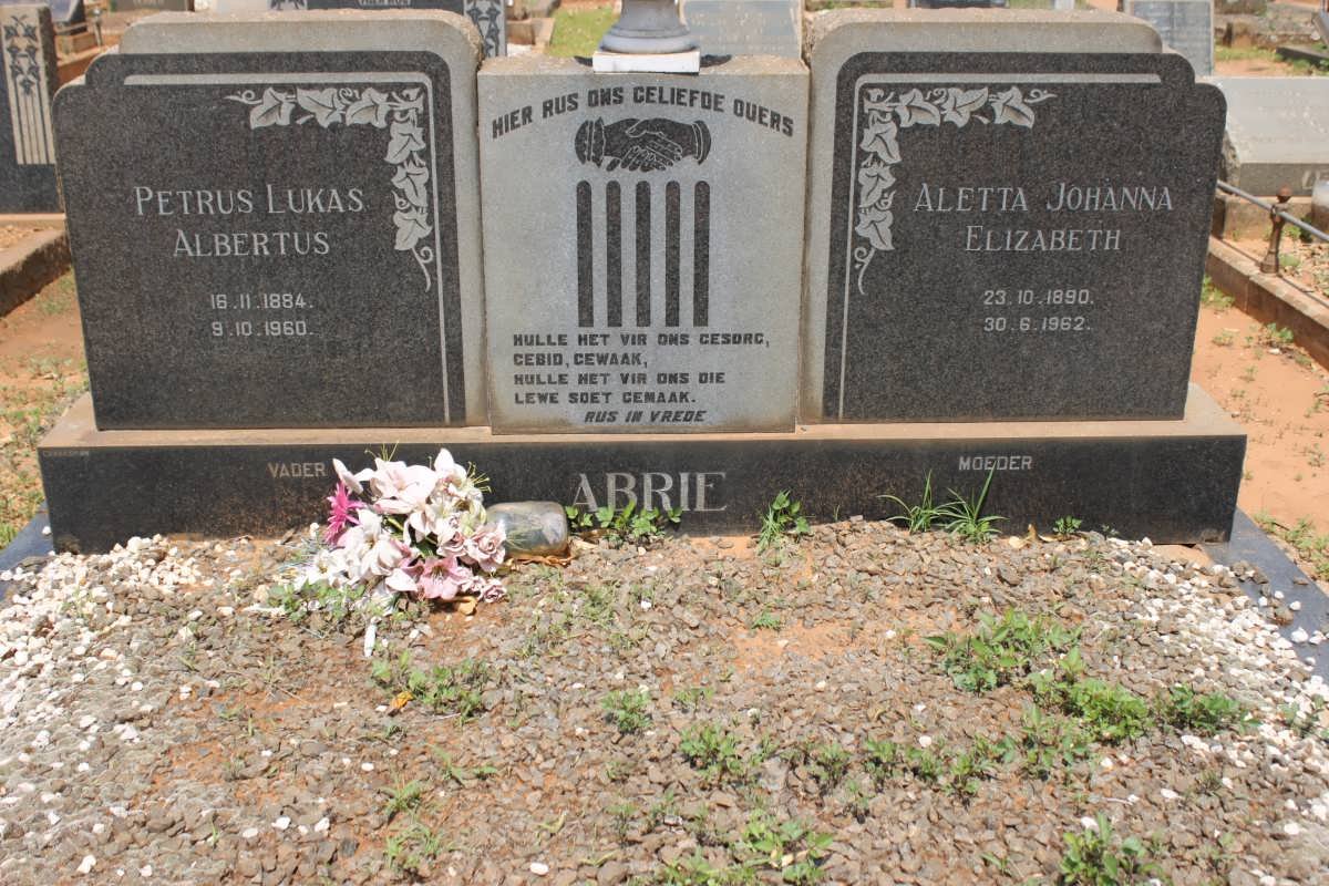 ABRIE Petrus Lukas Albertus 1884-1960 &amp; Aletta Johanna Elizabeth 1890-1962