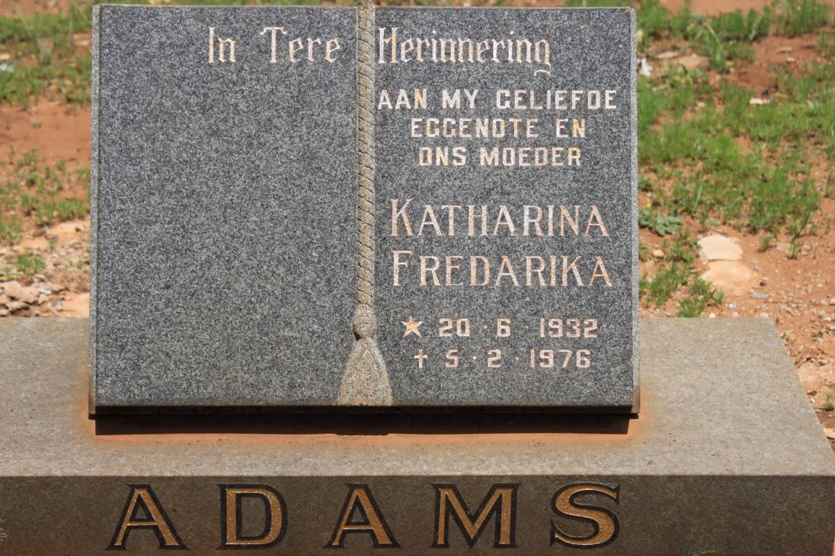 ADAMS Katharina Fredarika 1932-1976