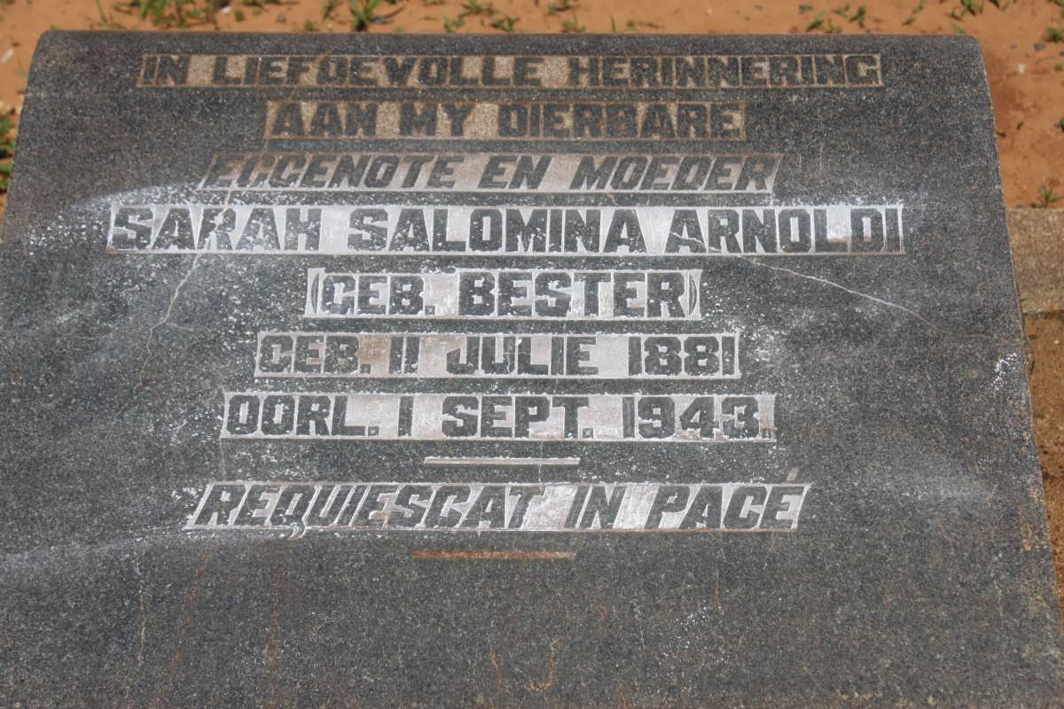 ARNOLDI Sarah Salomina nee BESTER 1881-1943