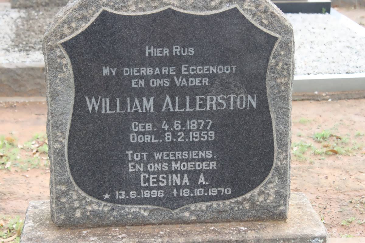 ALLERSTON William 1877-1959 &amp; Gesina A. 1896-1970