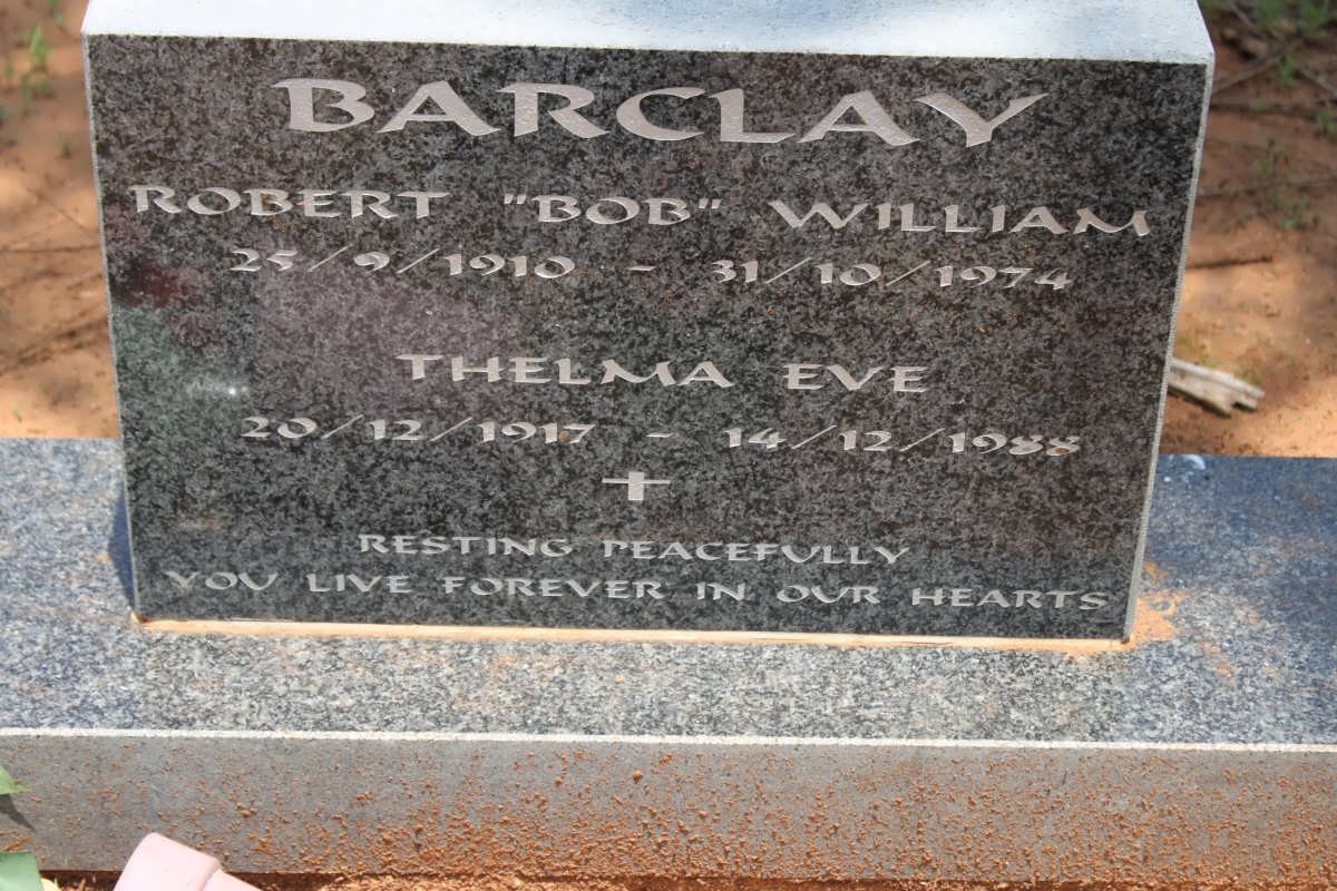 BARCLAY Robert William 1910-1974 &amp; Thelma Eve 1917-1988