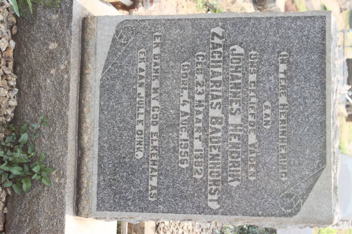 BADENHORST Johannes Hendrik Zacharias 1882-1956