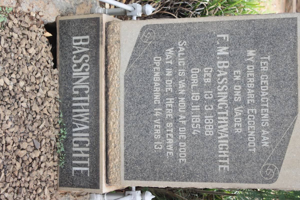 BASSINGTHWAIGHTE F.M. 1888-1954