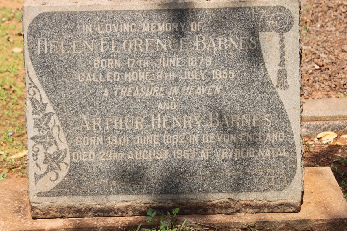 BARNES Arthur Henry 1882-1963 &amp; Helen Florence 1878-1955