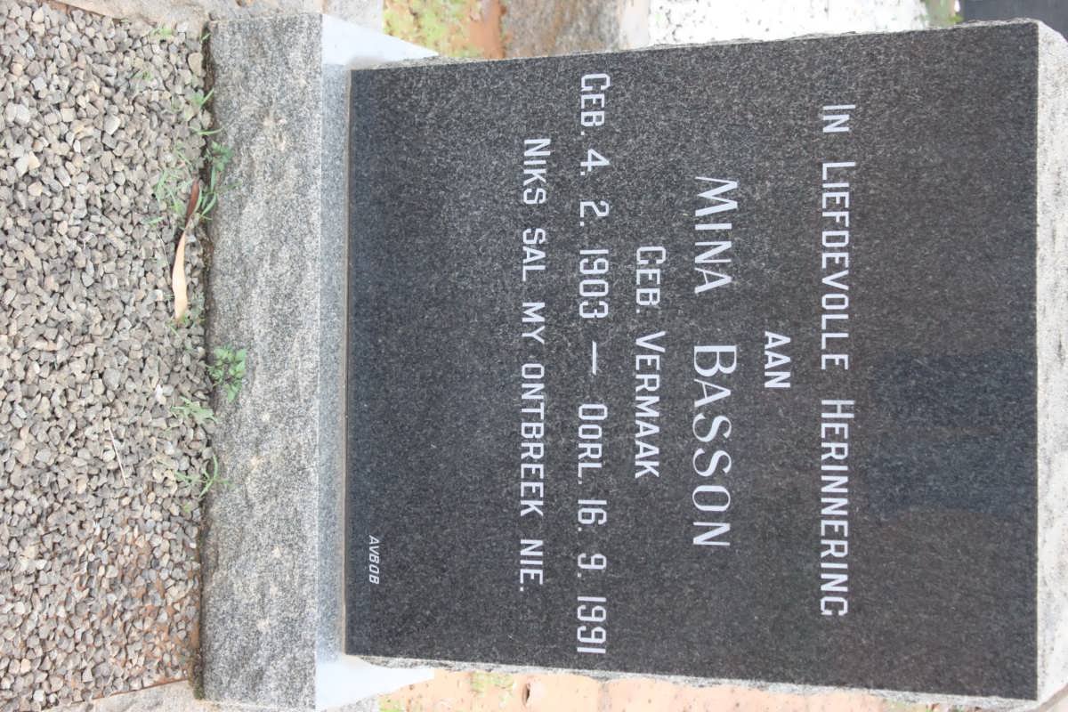 BASSON Mina nee VERMAAK 1903-1991