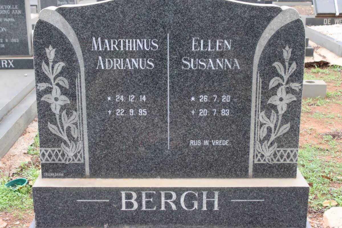 BERGH Marthinus Adrianus 1914-1995 &amp; Ellen Susanna 1920-1983