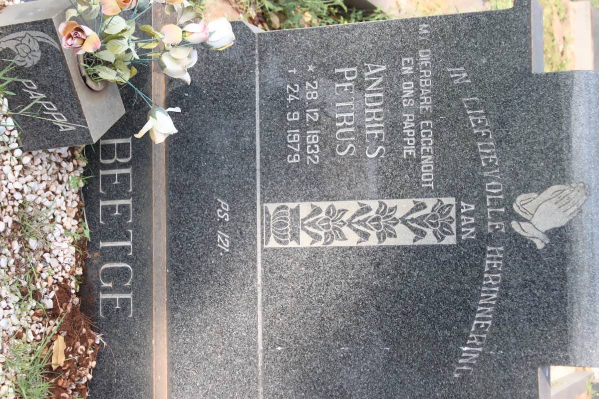BEETGE Andries Petrus 1932-1979