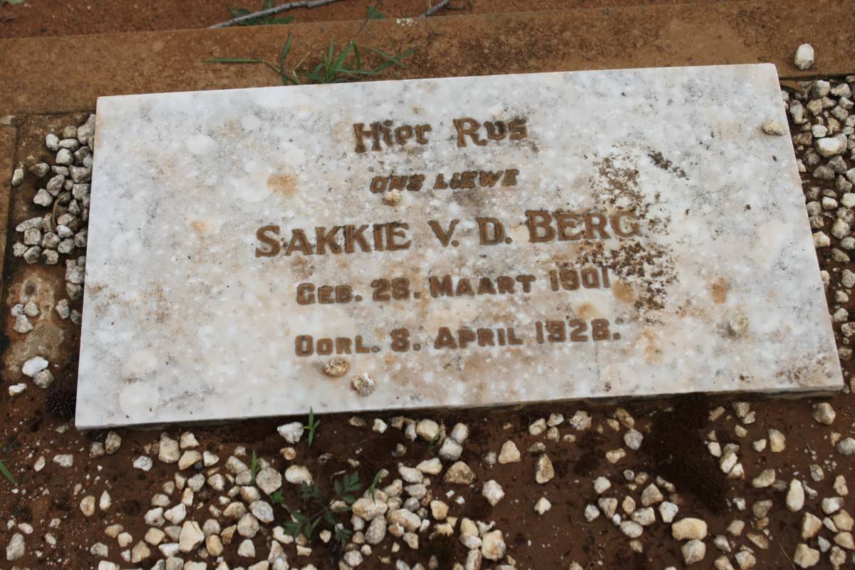 BERG Sakkie, v.d. 1901-1928