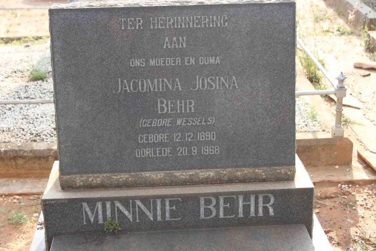 BEHR Jacomina Josina nee WESSELS 1890-1968
