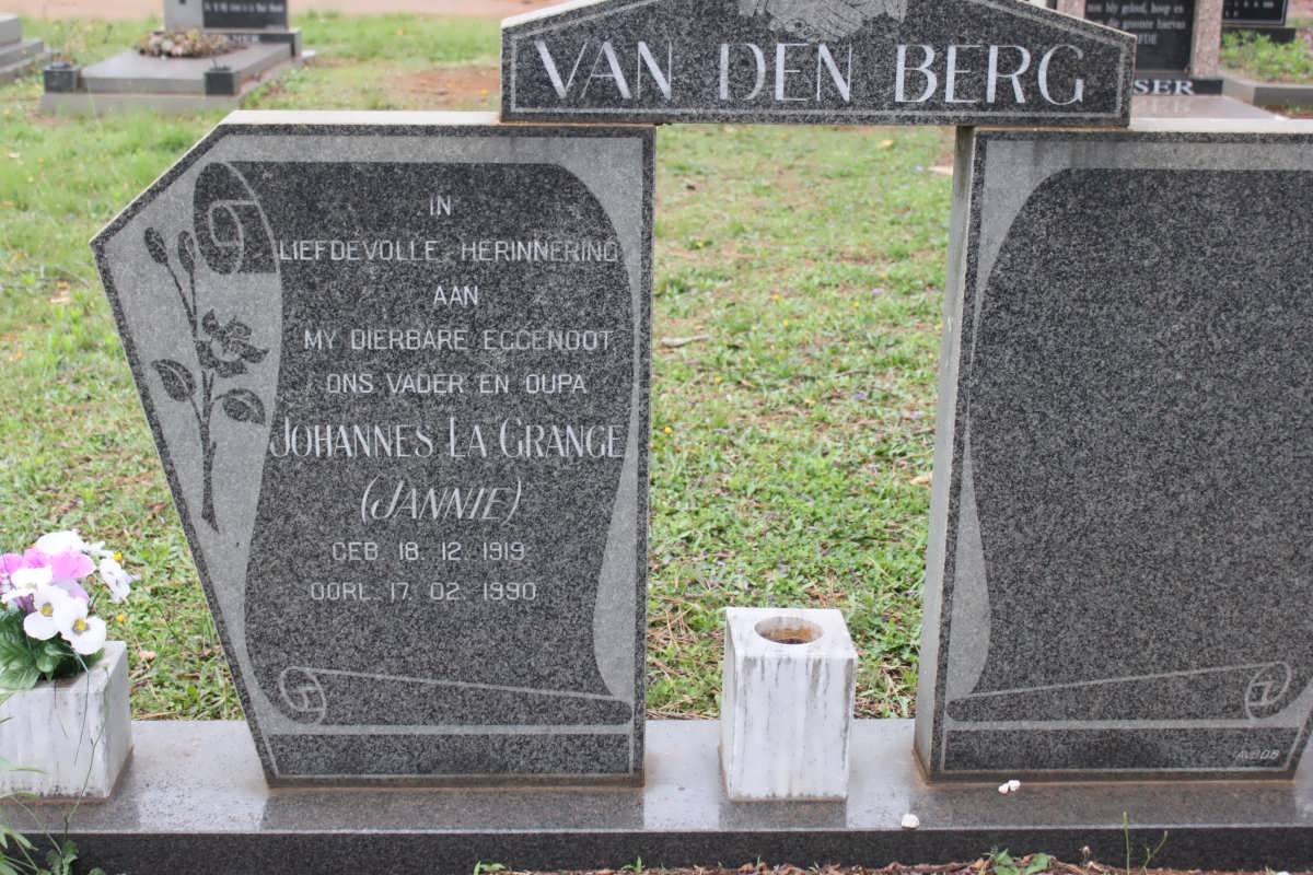 BERG Johannes La Grange, van den 1919-1990