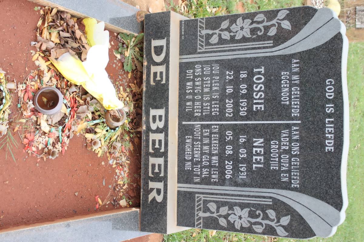 BEER Neel, de 1931-2006 &amp; Tossie 1930-2002