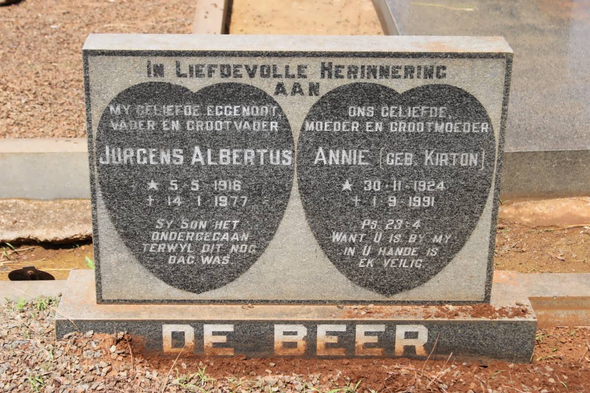 BEER Jurgens Albertus, de 1916-1977 &amp; Annie KIRTON 1924-1991