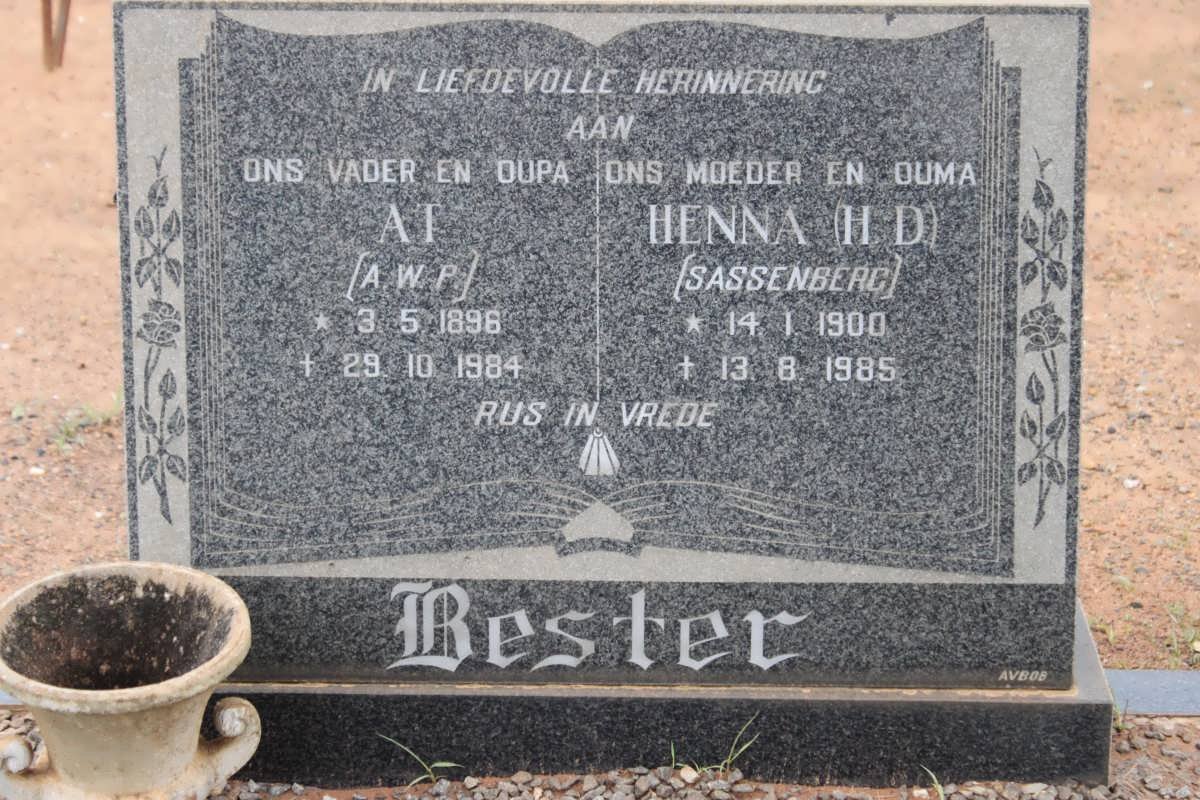 BESTER A.W.P. 1896-1984 &amp; H.D. SASSENBERG 1900-1985