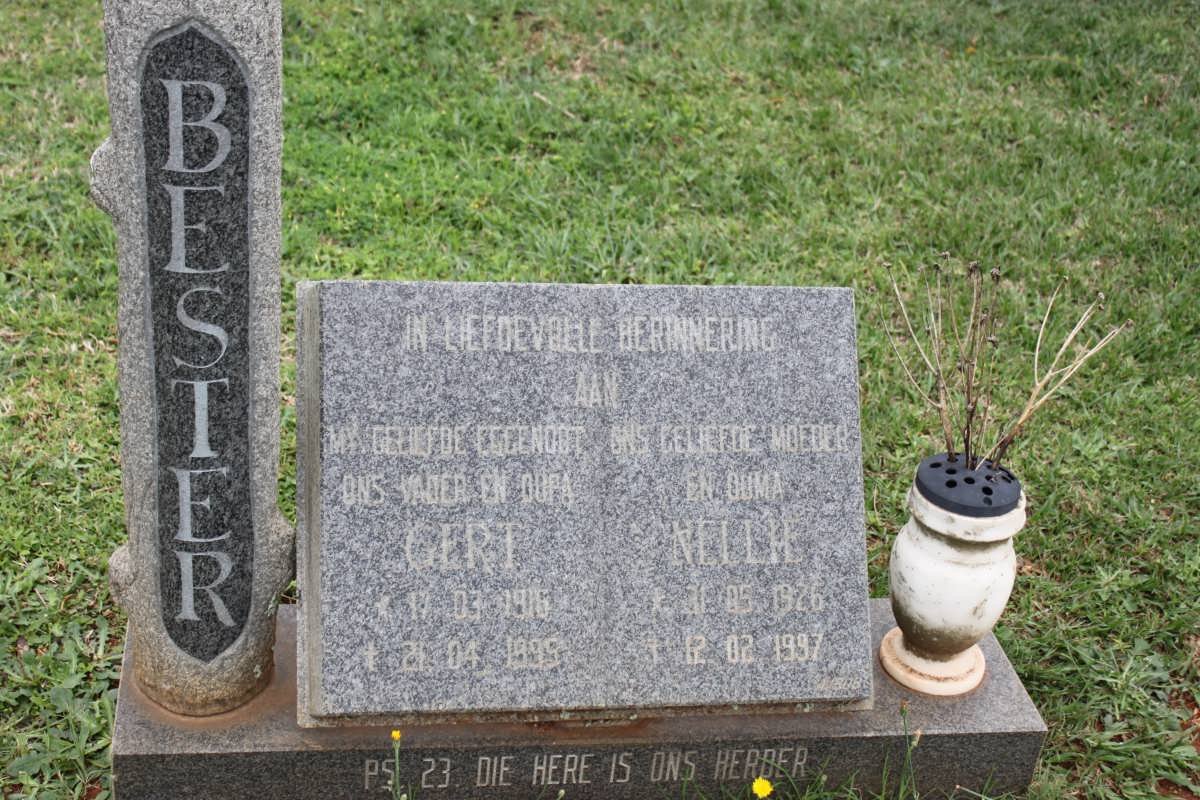 BESTER Gert 1916-1999 &amp; Nellie 1926-1997