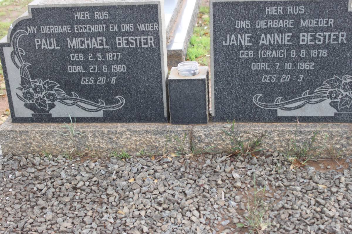 BESTER Paul Michael 1877-1960 &amp; Jane Annie CRAIG 1878-1962