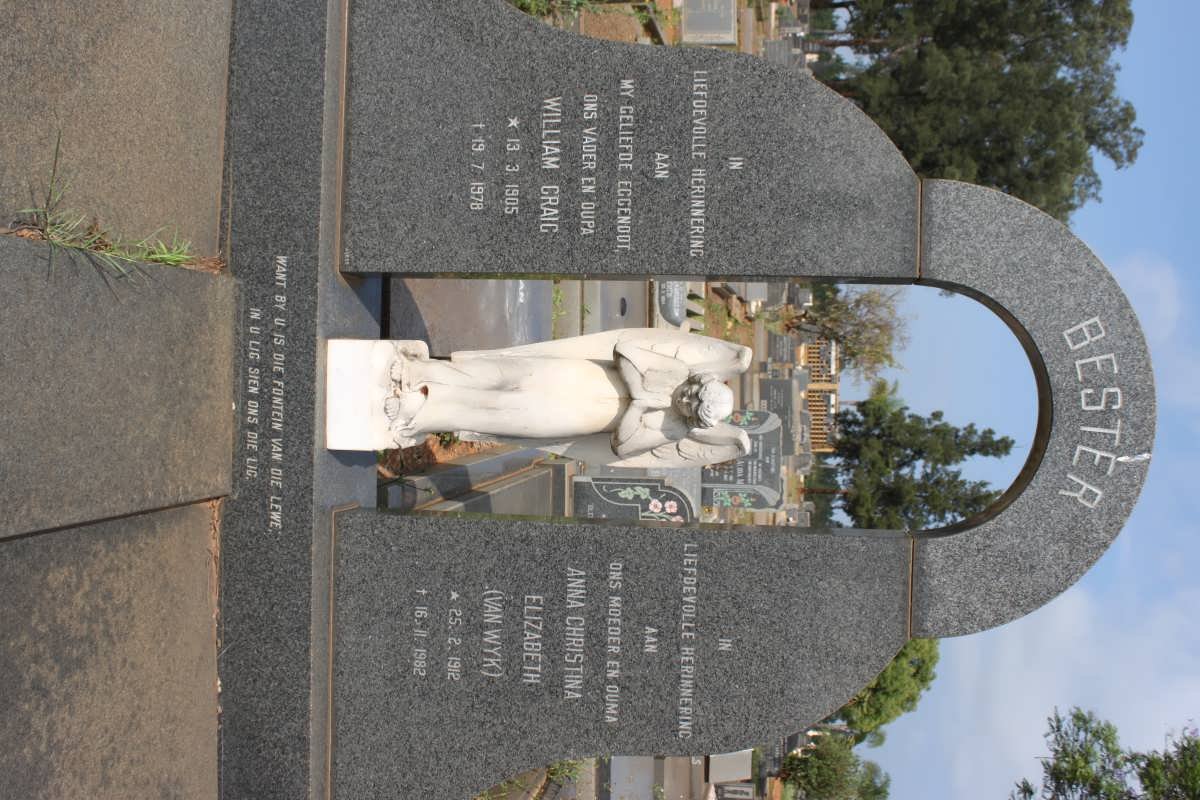 BESTER William Craig 1905-1978 &amp; Anna Christina Elizabeth Van WYK 1912-1982