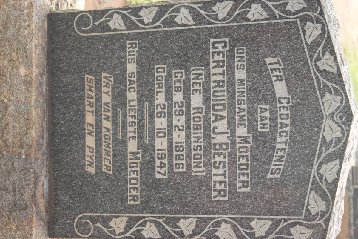 BESTER  Gertruida J. nee ROBINSON 1886-1947