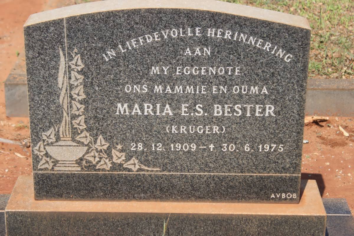 BESTER Maria E.S. nee KRUGER 1909-1975