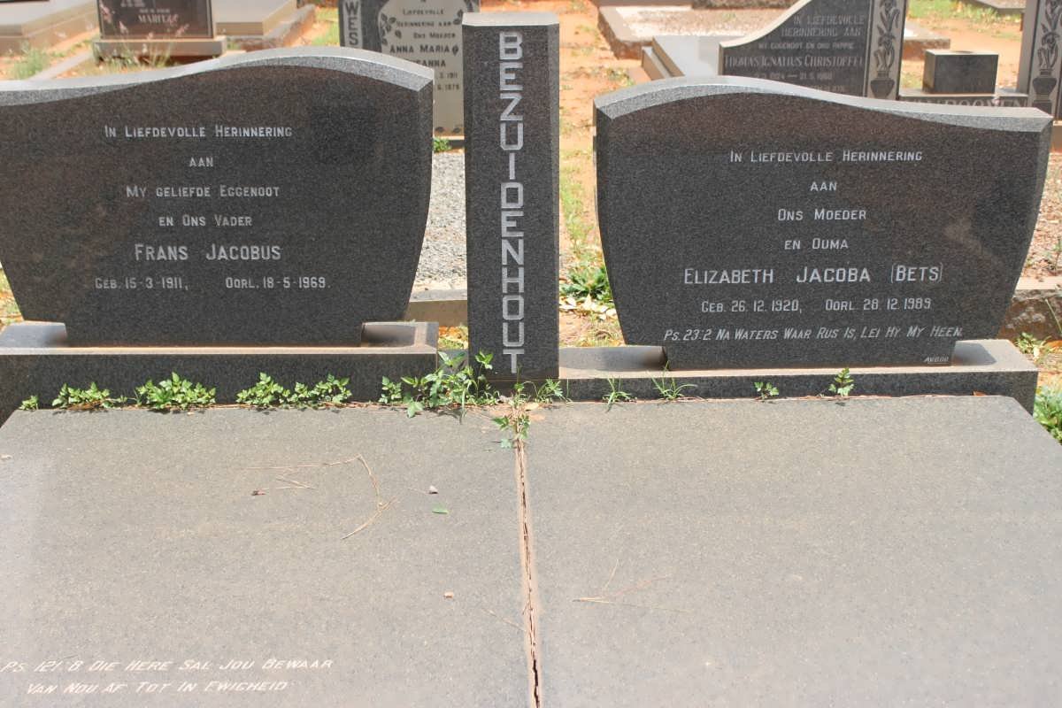 BEZUIDENHOUT Frans Jacobus 1911-1969 &amp; Elizabeth Jacoba 1920-1985