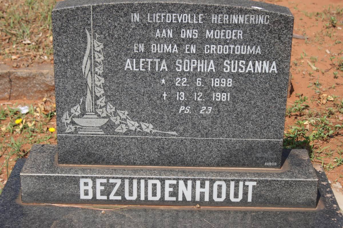 BEZUIDENHOUT Aletta Sophia Susanna 1898-1981