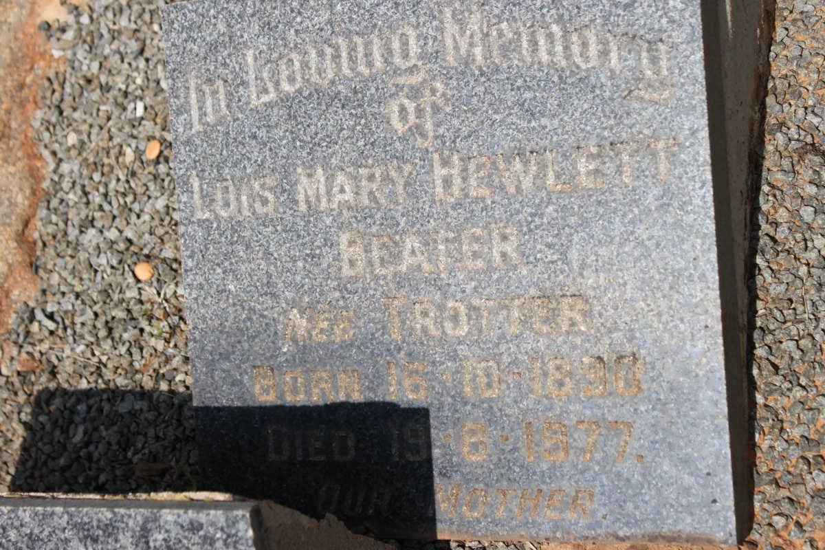 BEATER Lois Mary Hewlett nee TROTTER 1890-1977