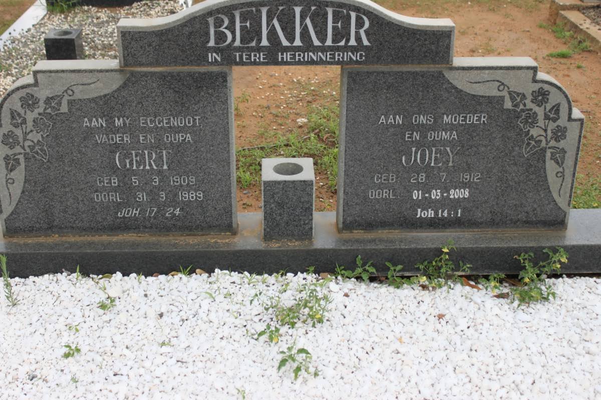 BEKKER Gert 1909-1989 &amp; Joey 1912-2008