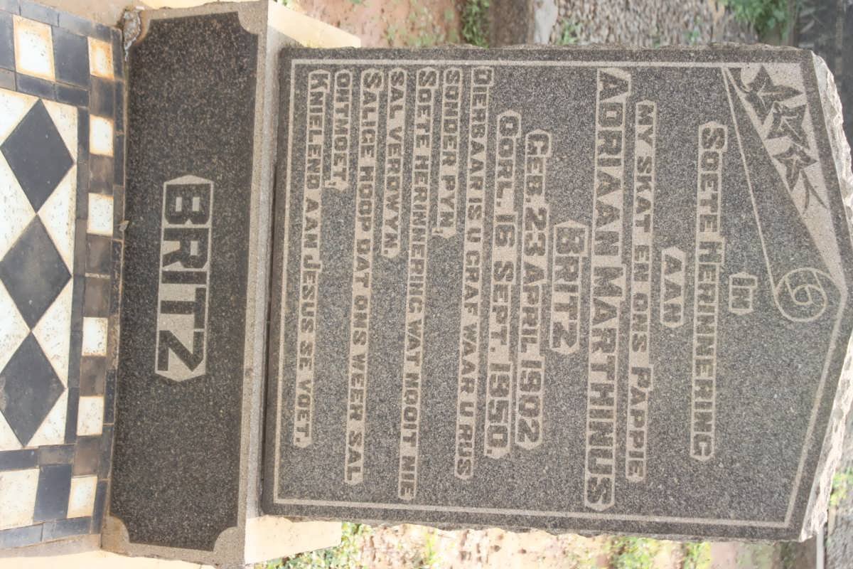 BRITZ Adriaan Marthinus 1902-1950