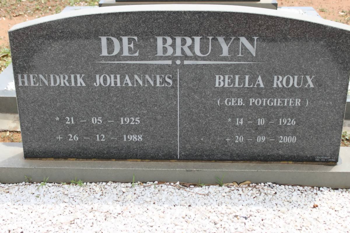 BRUYN Hendrik Johannes, de 1925-1988 &amp; Bella Roux POTGIETER 1926-2000