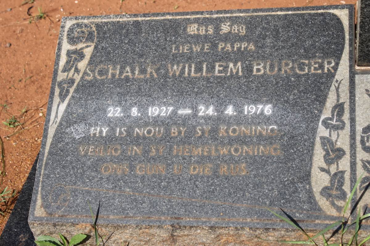 BURGER Schalk Willem 1927-1976