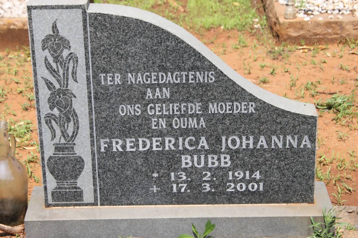 BUBB Frederica Johanna 1914-2001