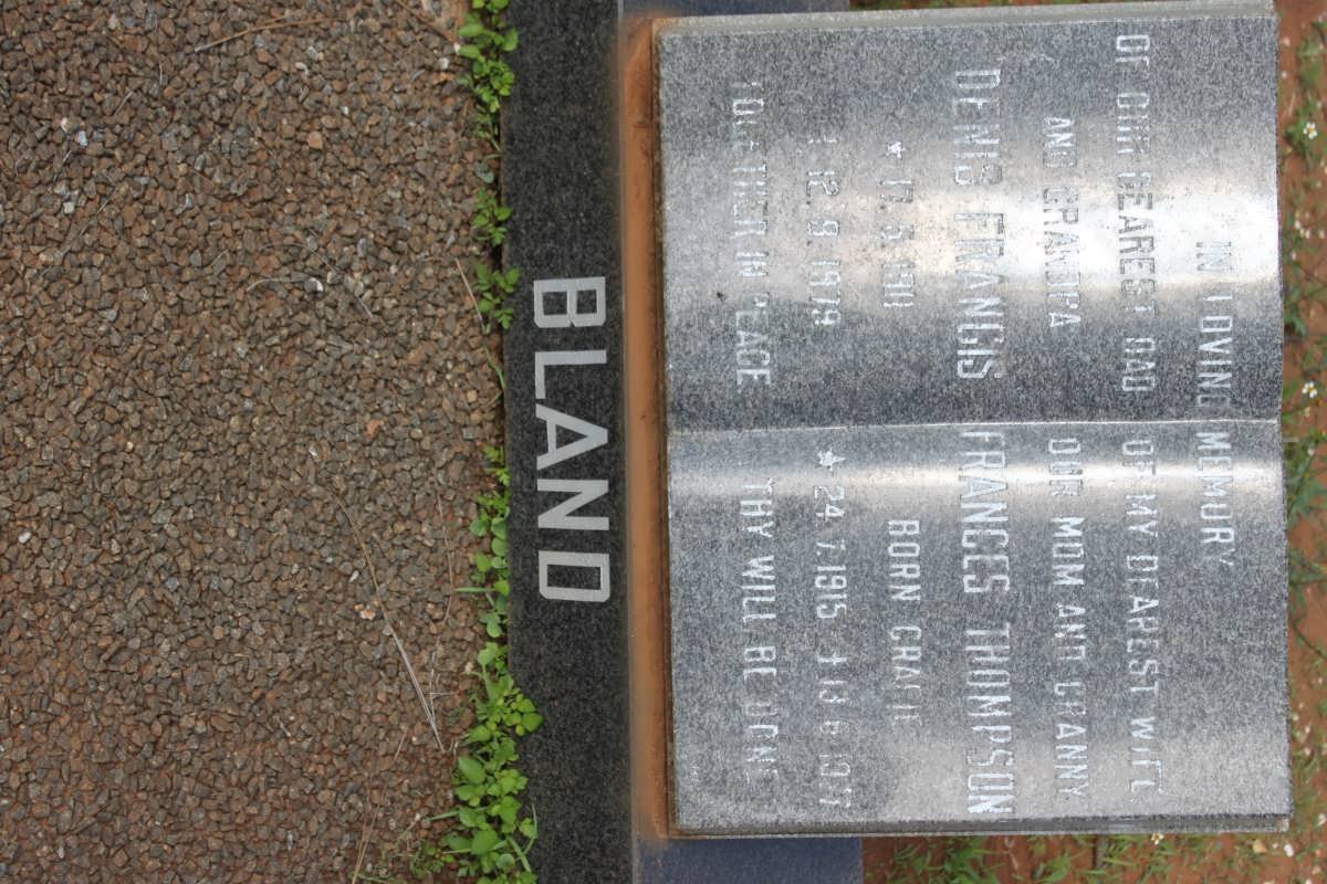 BLAND Denis Francis 1911-1979 &amp; Frances THOMPSON nee GRACIE 1915-1977