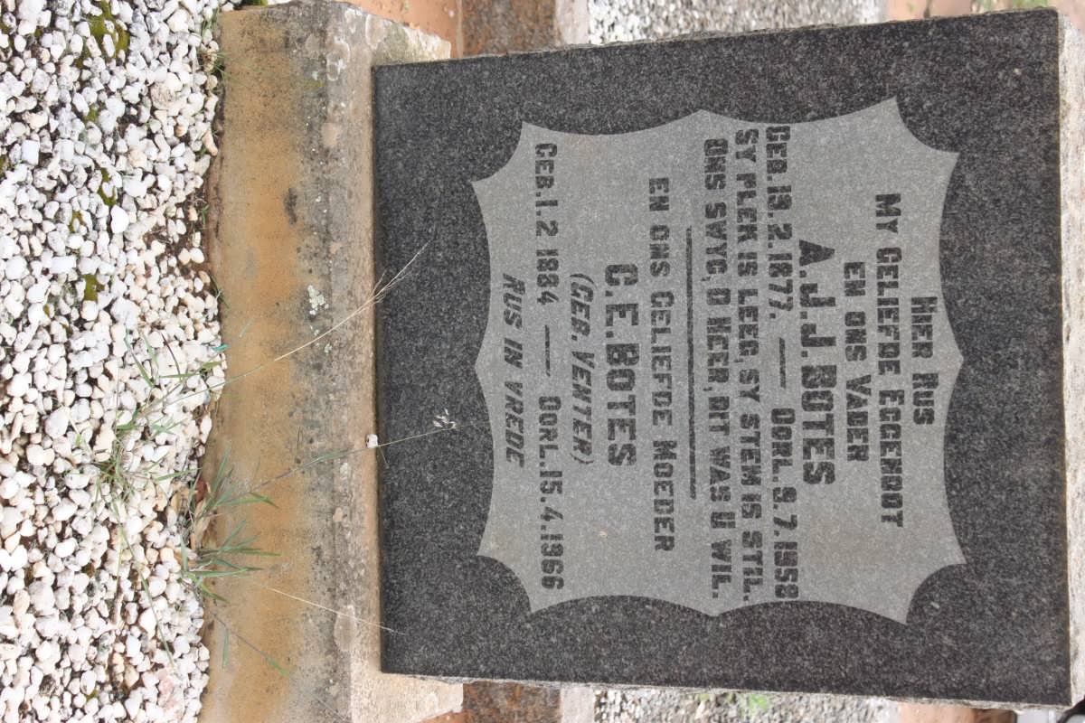 BOTES A.J.J. 1877-1958 &amp; C.E. VENTER 1884-1966