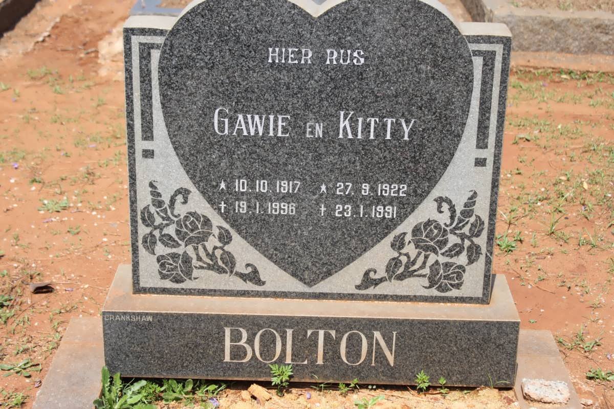BOLTON Gawie 1917-1996 &amp; Kitty 1922-1991