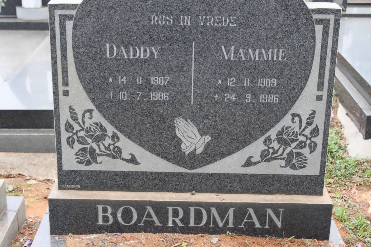 BOARDMAN Daddy 1907-1986 &amp; Mammie 1909-1986