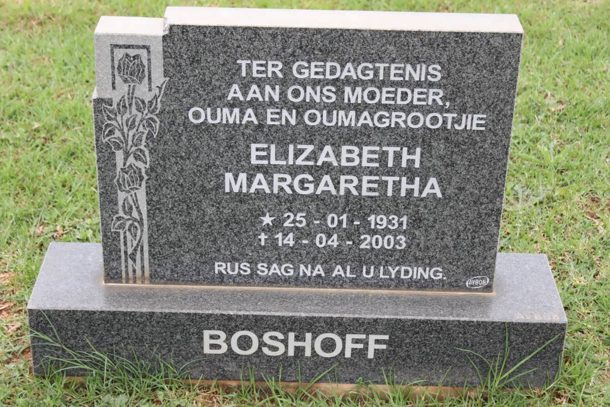 BOSHOFF Elizabeth Margaretha 1931-2003