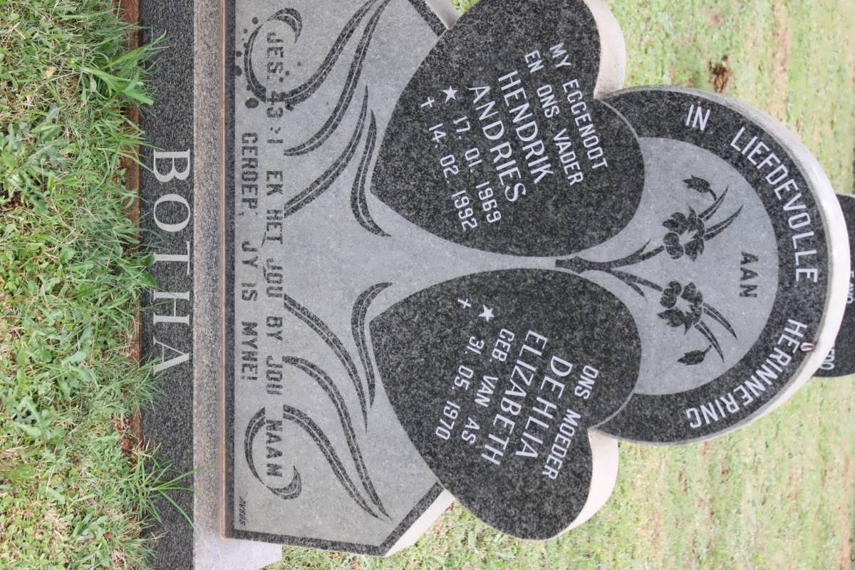 BOTHA Hendrik Andries 1969-1992 &amp; Dehlia Elizabeth VAN AS 1970-