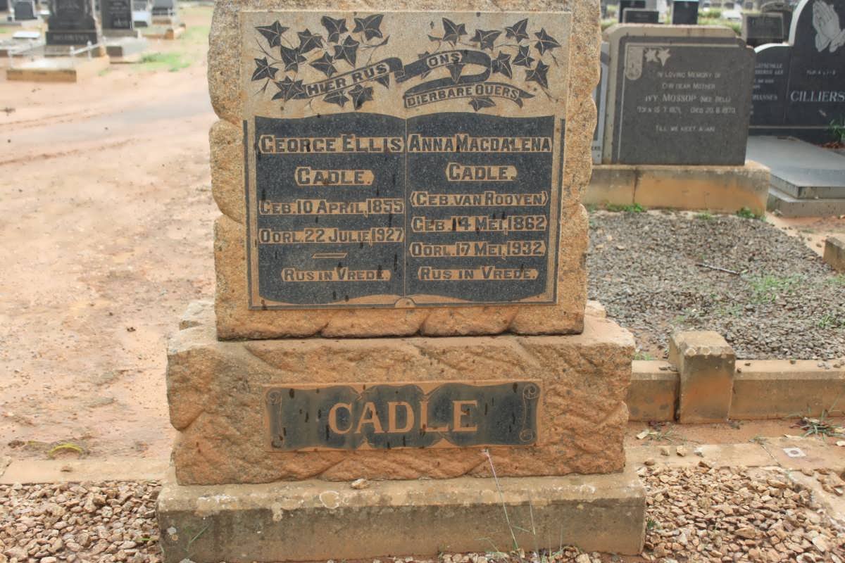 CADLE George Ellis 1855-1927 &amp; Anna Magdalena VAN ROOYEN 1862-1932