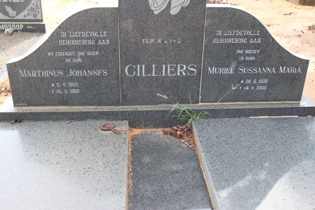 CILLIERS Marthinus Johannes 1903-1983 &amp; Muriel Sussanna Maria 1909-2000